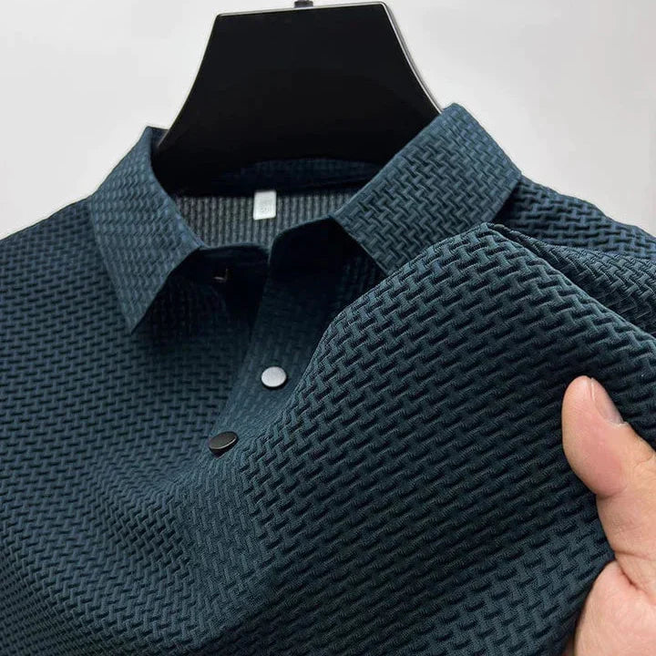 Men's Mulberry Silk Polo Shirt-Caleidostore