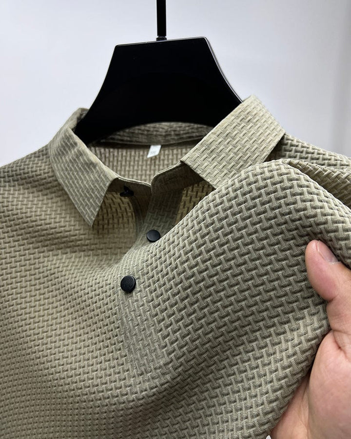 Men's Mulberry Silk Polo Shirt-Caleidostore