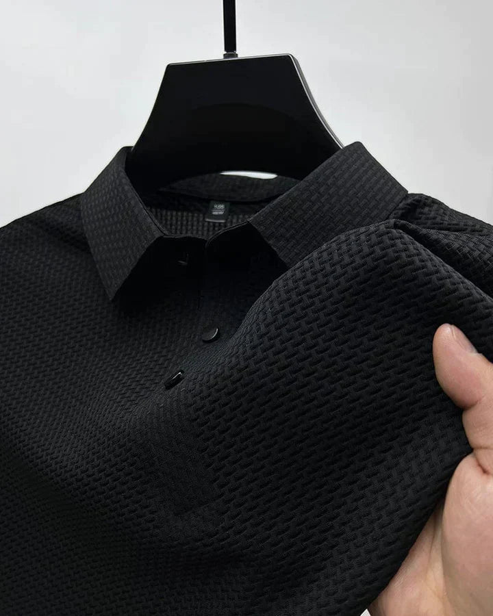Men's Mulberry Silk Polo Shirt-Caleidostore