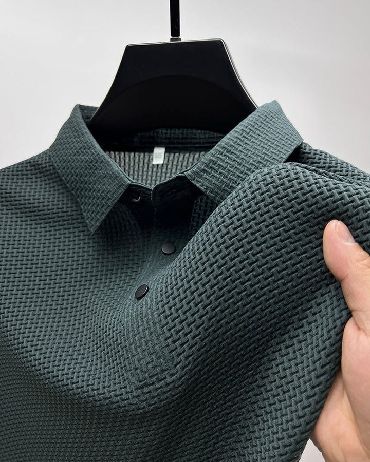 Men's Mulberry Silk Polo Shirt-Caleidostore