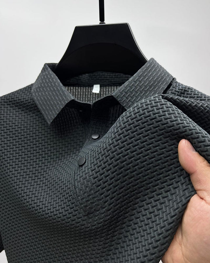 Men's Mulberry Silk Polo Shirt-Caleidostore