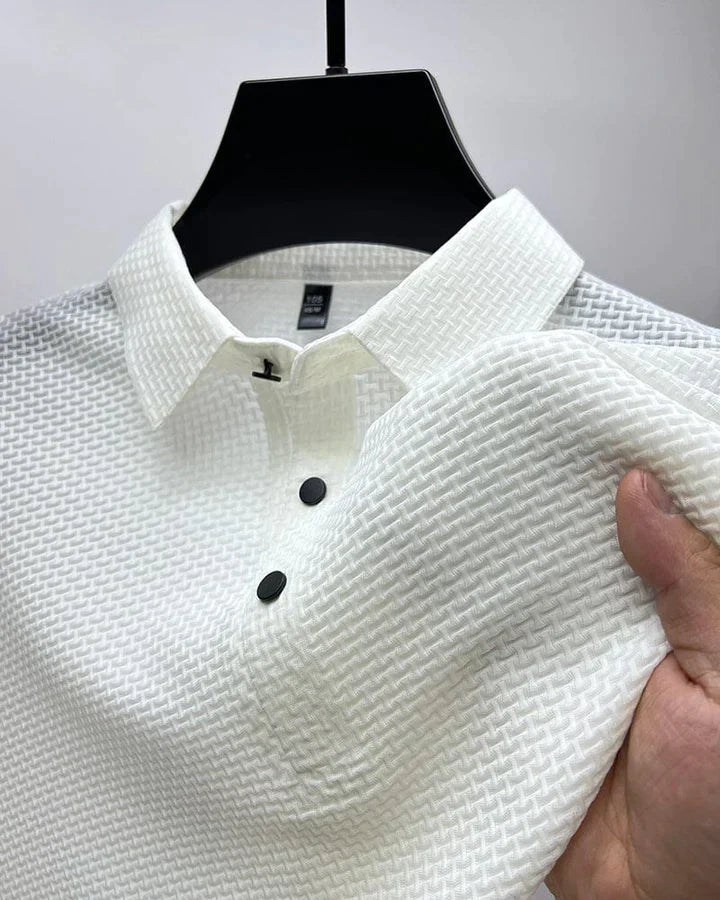 Men's Mulberry Silk Polo Shirt-Caleidostore
