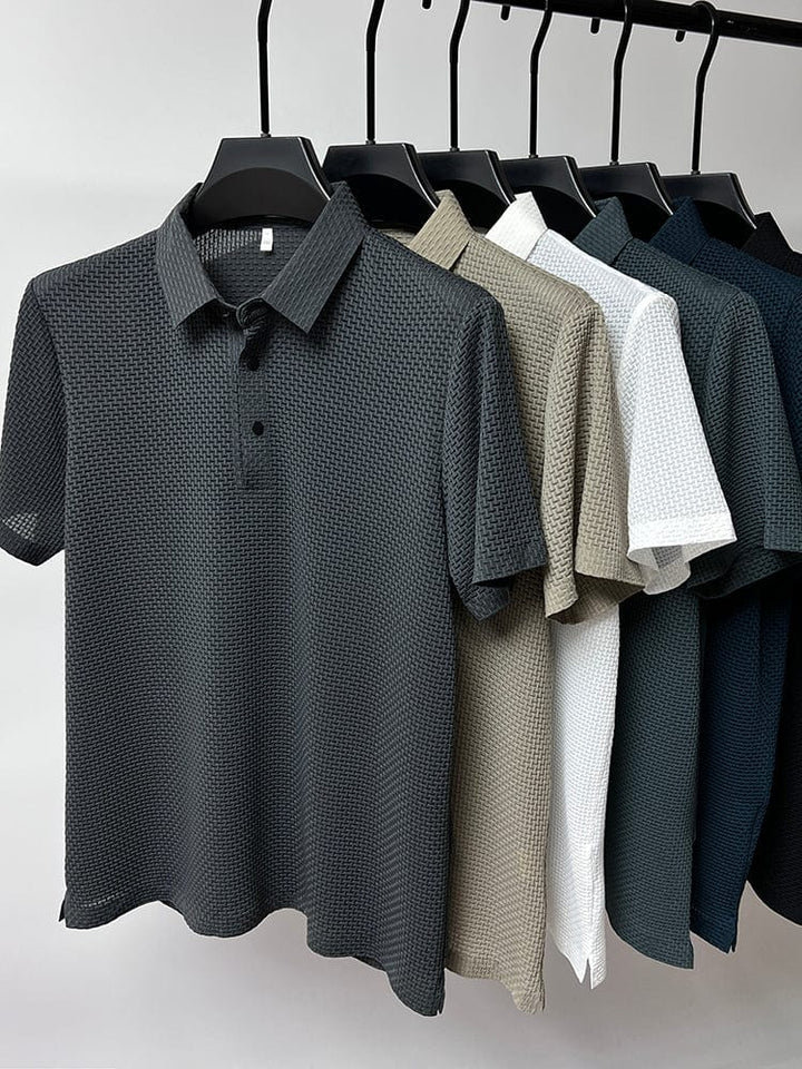 Men's Mulberry Silk Polo Shirt-Caleidostore