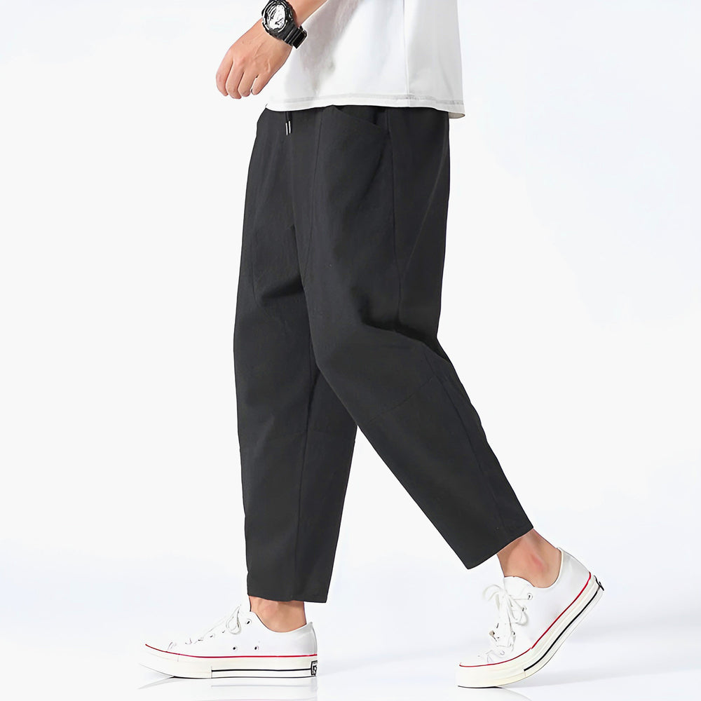 Men's Cropped Cotton Pants for Urban Comfort-Caleidostore