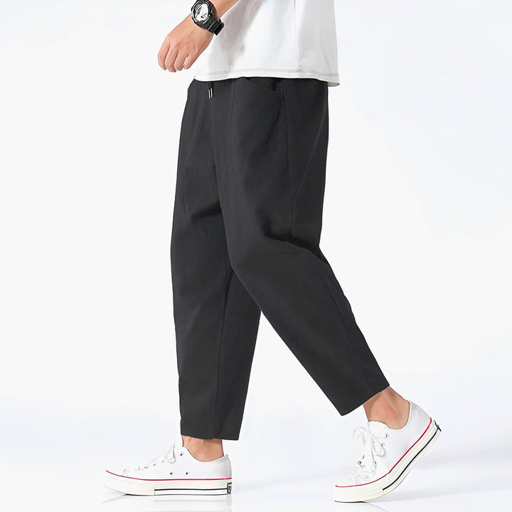 Men's Cropped Cotton Pants for Urban Comfort-Caleidostore