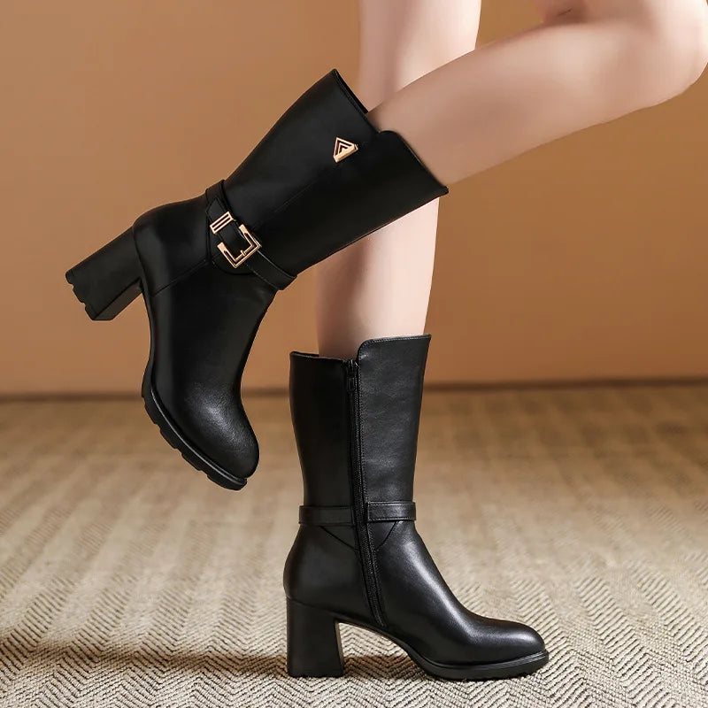 Women's Buckle Ankle Boots-Caleidostore