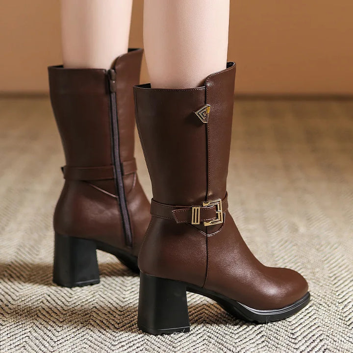 Women's Buckle Ankle Boots-Caleidostore