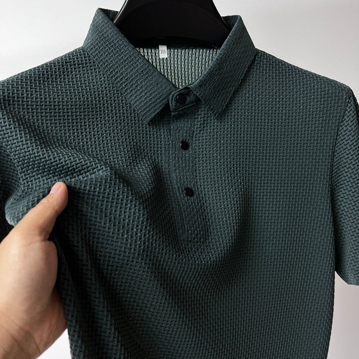 Men's Mulberry Silk Polo Shirt-Caleidostore