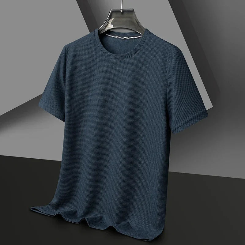 Men's Waffle Knit Casual T-Shirt-Caleidostore