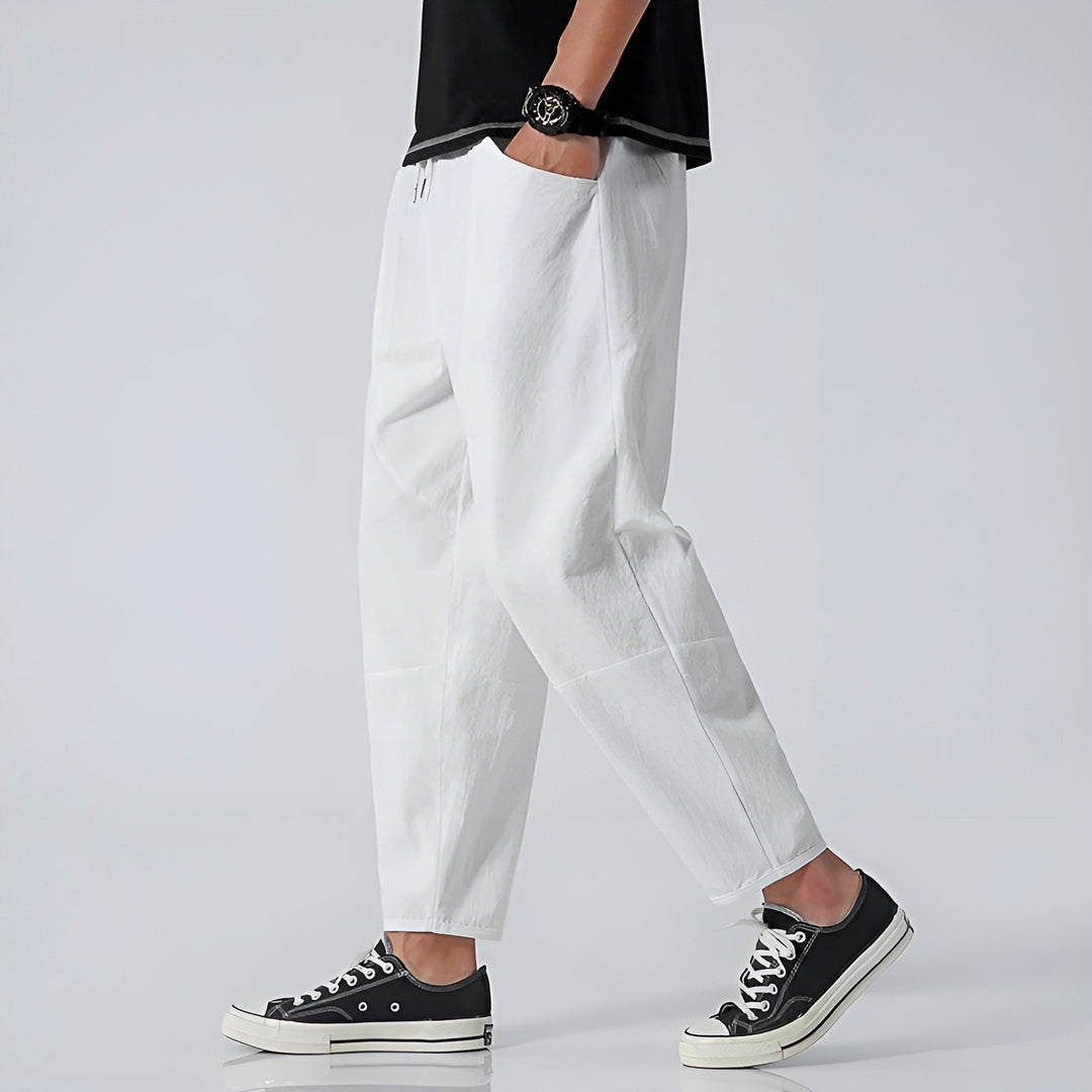Men's Cropped Cotton Pants for Urban Comfort-Caleidostore