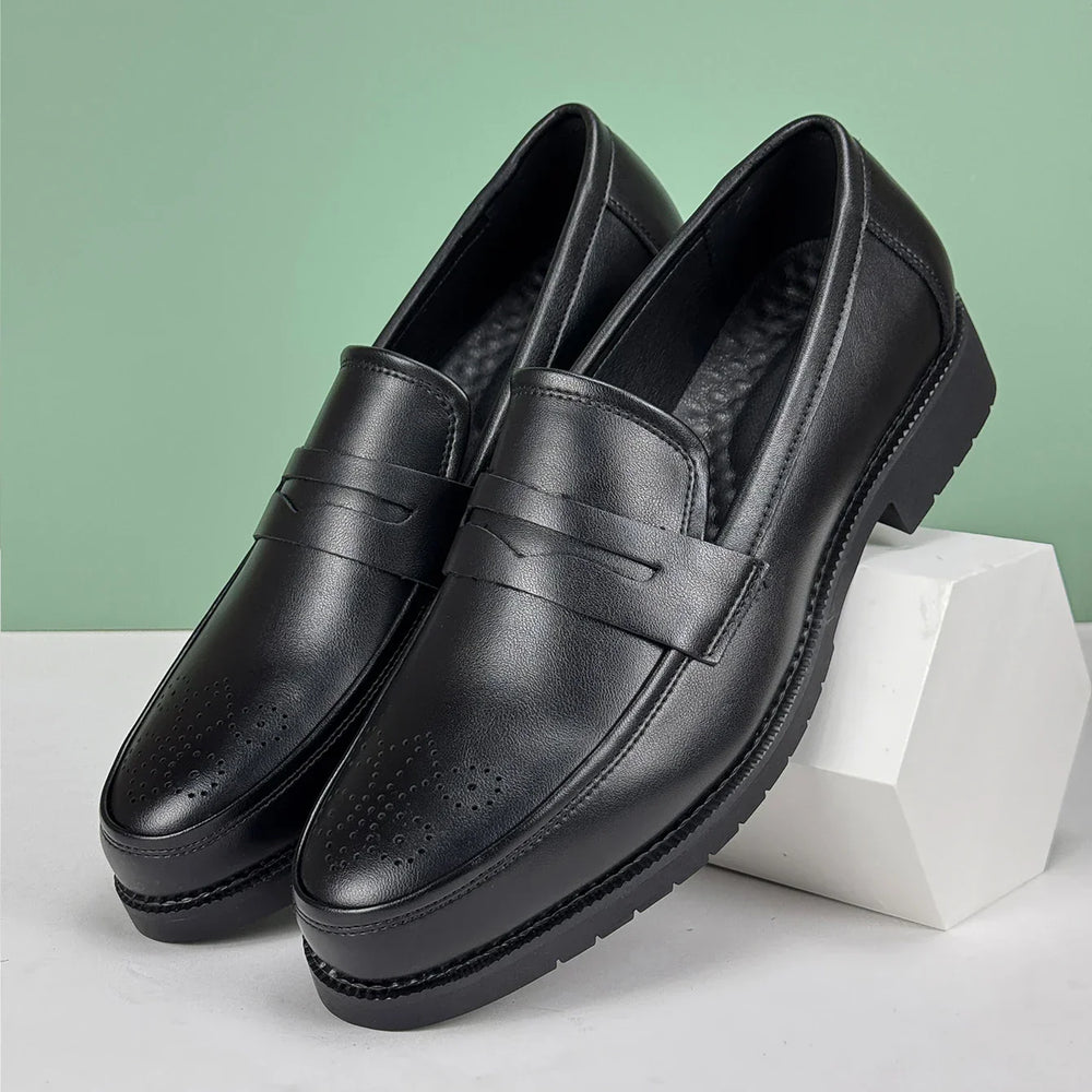 Men's Leather Penny Loafers-Caleidostore