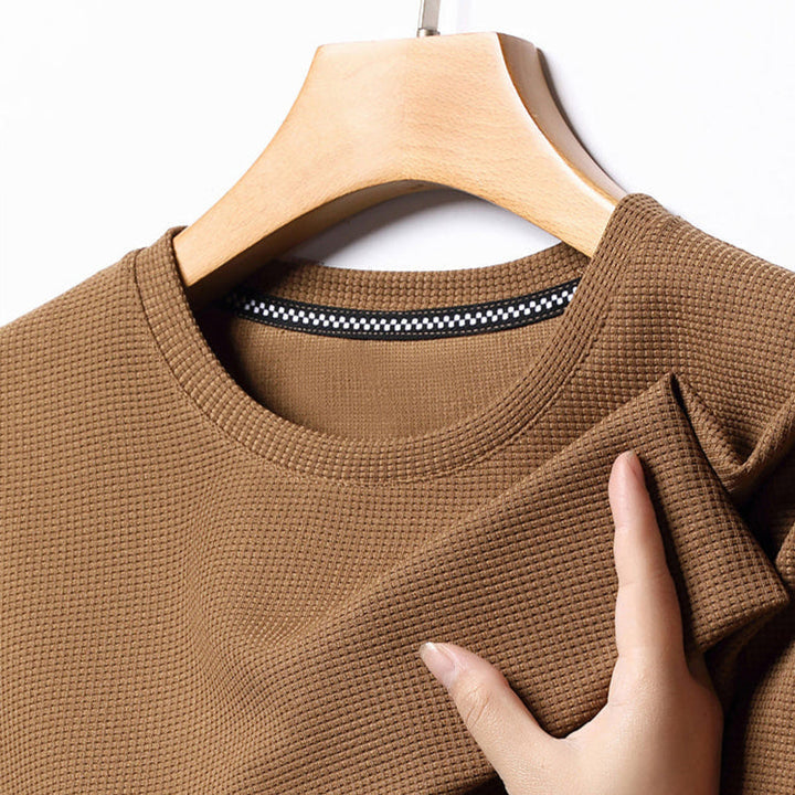 Men's Waffle Knit Casual T-Shirt-Caleidostore