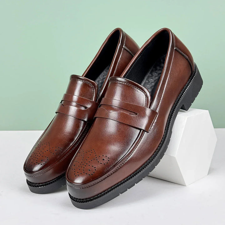 Men's Leather Penny Loafers-Caleidostore