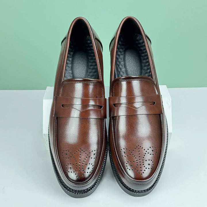 Men's Leather Penny Loafers-Caleidostore