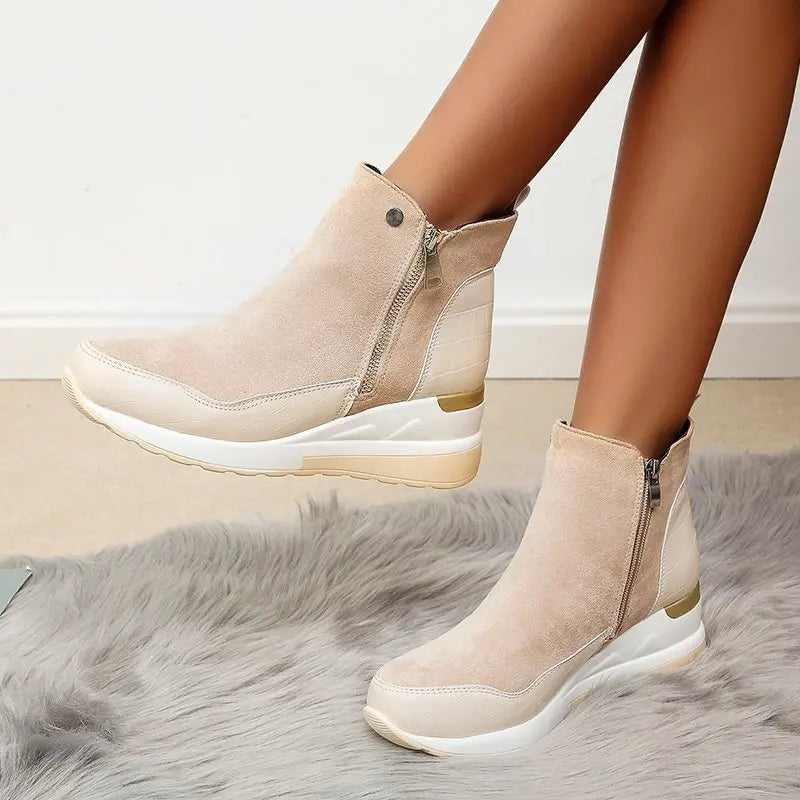Women's Wedge Ankle Booties-Caleidostore