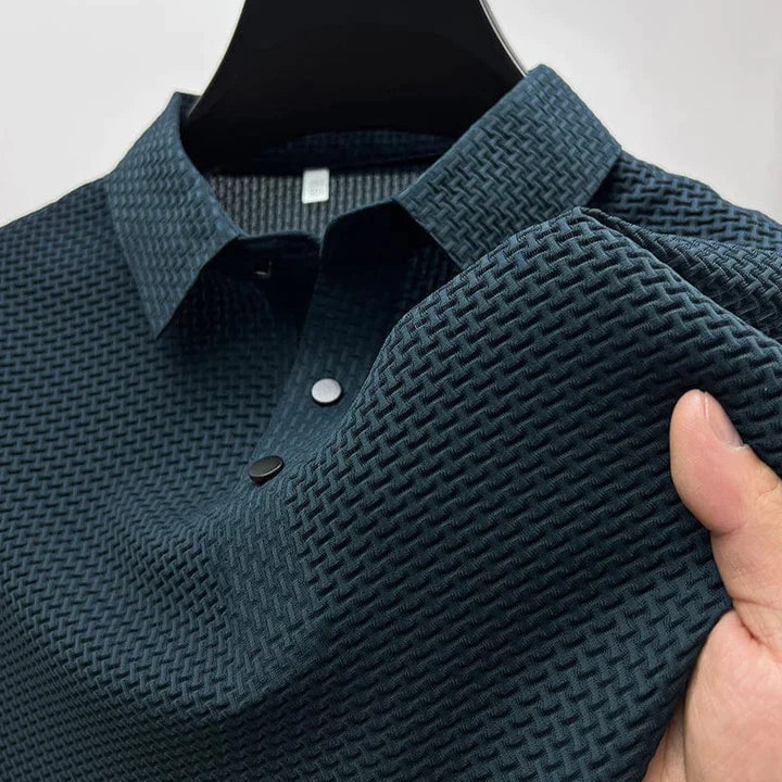 Men's Mulberry Silk Polo Shirt-Caleidostore