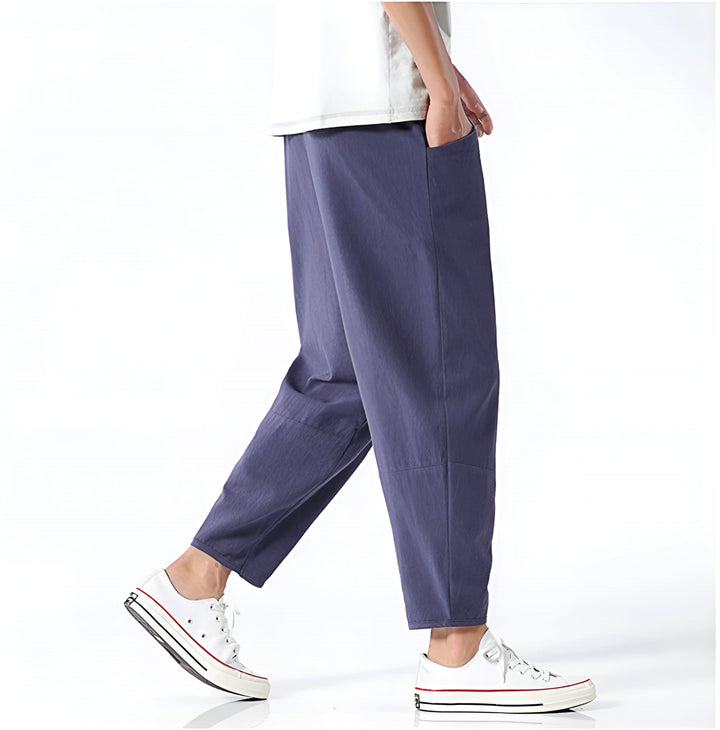 Men's Cropped Cotton Pants for Urban Comfort-Caleidostore