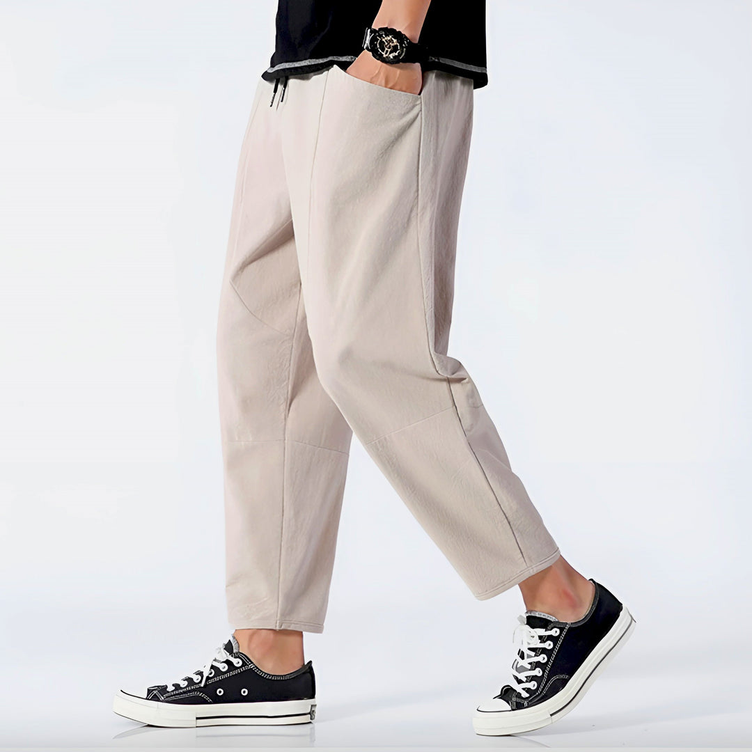 Men's Cropped Cotton Pants for Urban Comfort-Caleidostore