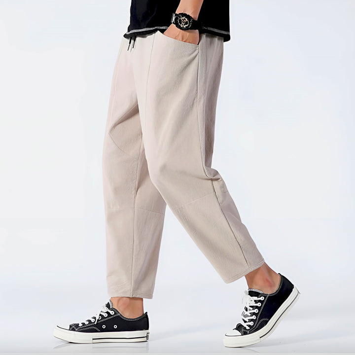 Men's Cropped Cotton Pants for Urban Comfort-Caleidostore