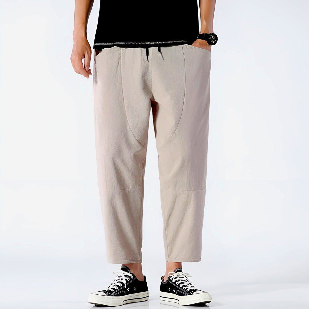 Men's Cropped Cotton Pants for Urban Comfort-Caleidostore