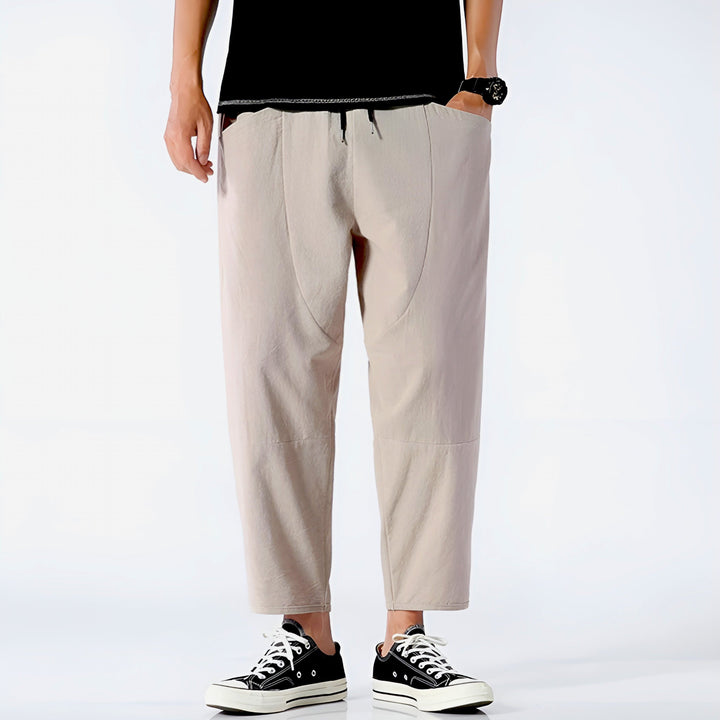 Men's Cropped Cotton Pants for Urban Comfort-Caleidostore