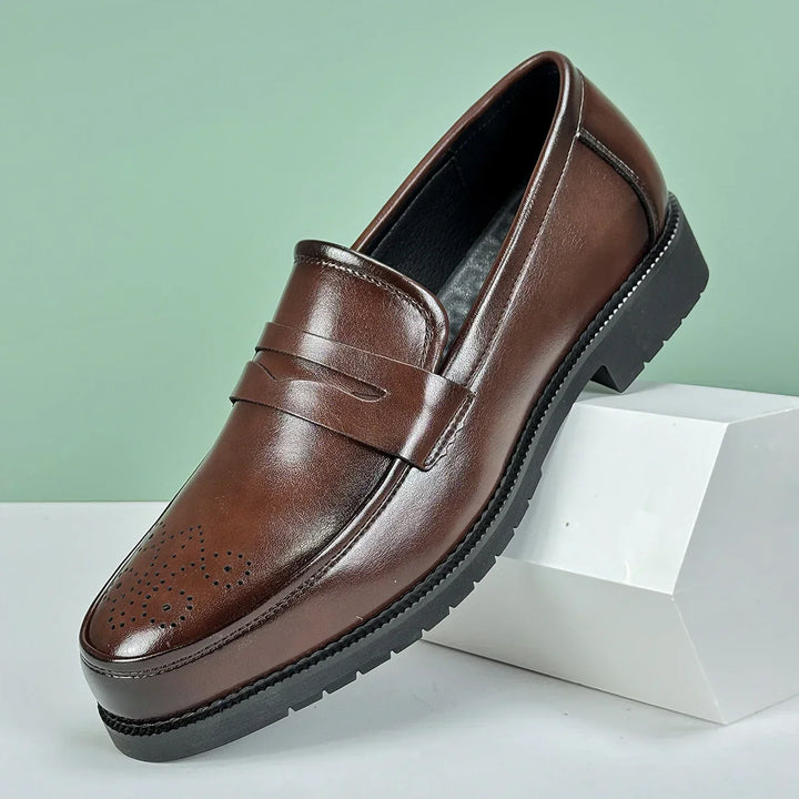 Men's Leather Penny Loafers-Caleidostore