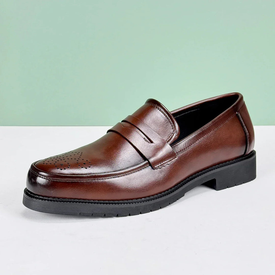 Men's Leather Penny Loafers-Caleidostore