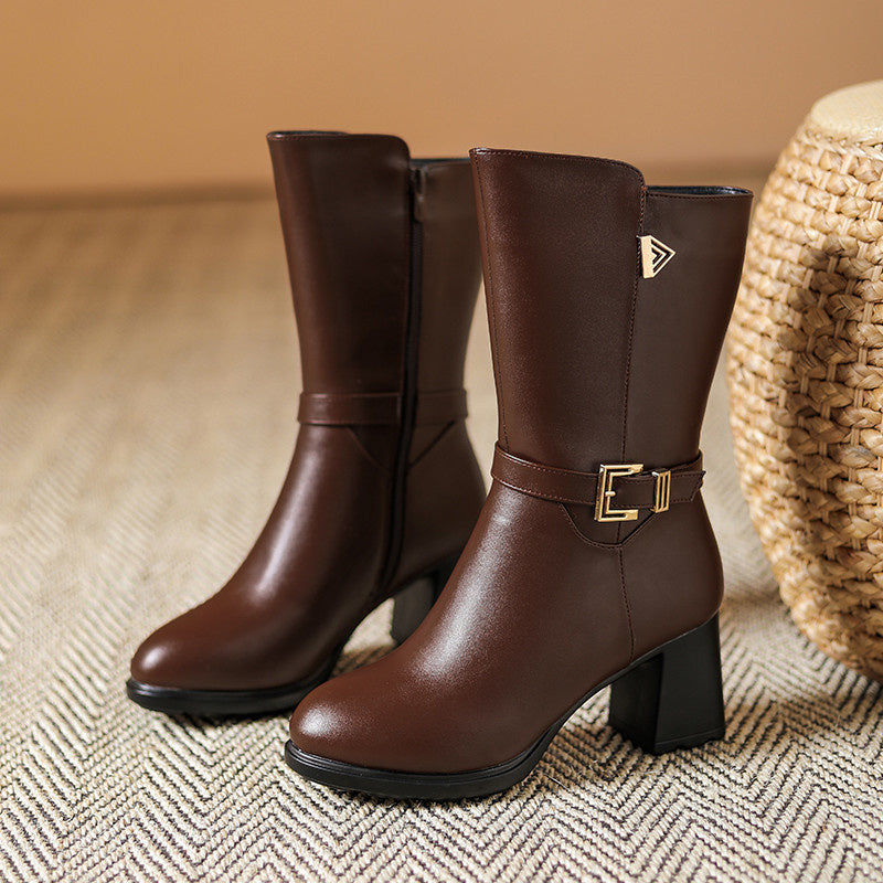 Women's Buckle Ankle Boots-Caleidostore