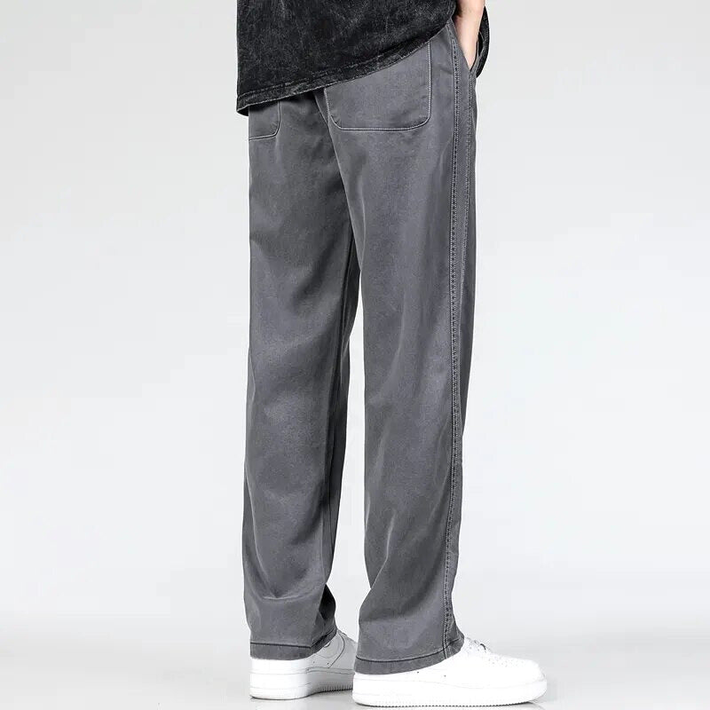 Men's Cotton Denim Casual Pants-Caleidostore